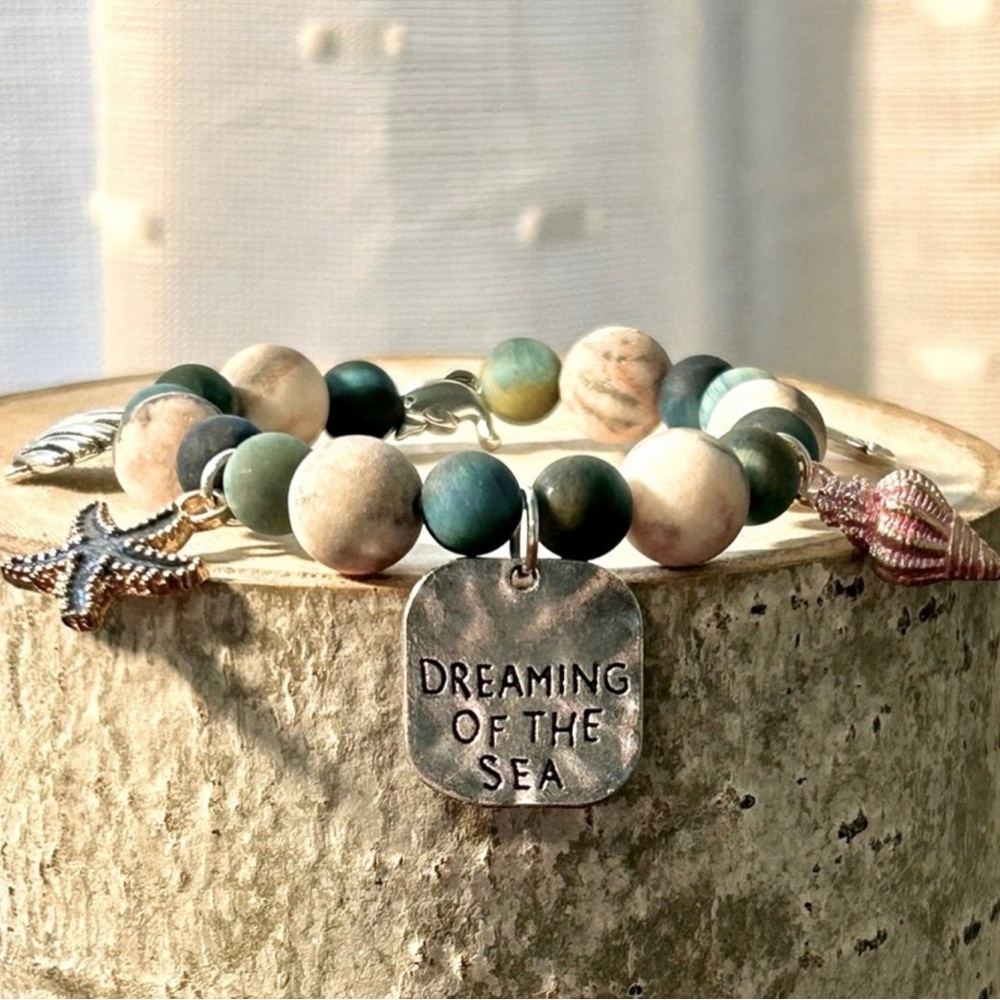 Handmade Nautical Natural Stone Charm Bracelet! “Dreaming of the Sea” NW… - Picture 3 of 5